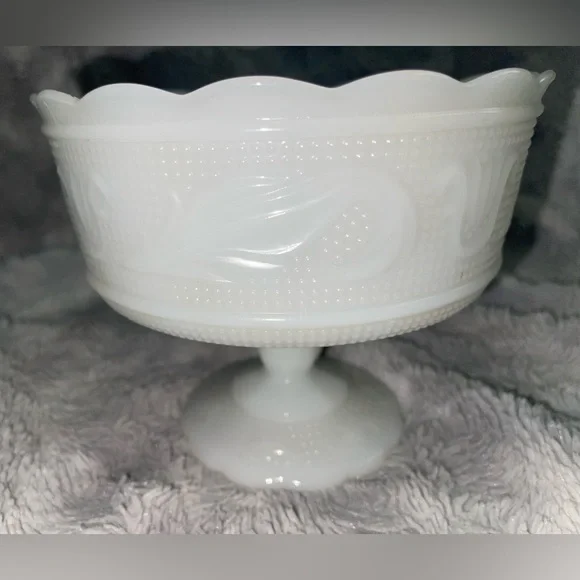 Vintage white milk glass compote candy dish Storage & Organization